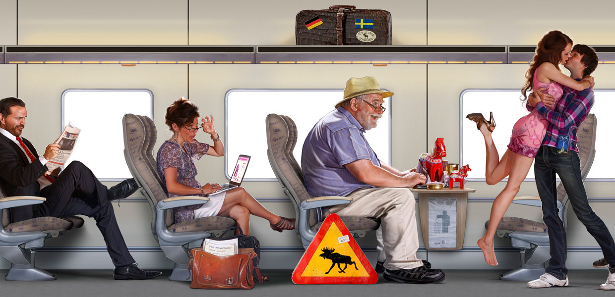 tecknad tågdekor laj illustration