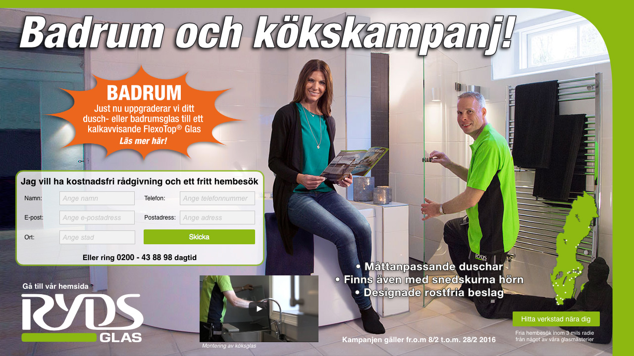 Ryd Glass Bathroom and Kitchen Campaign February