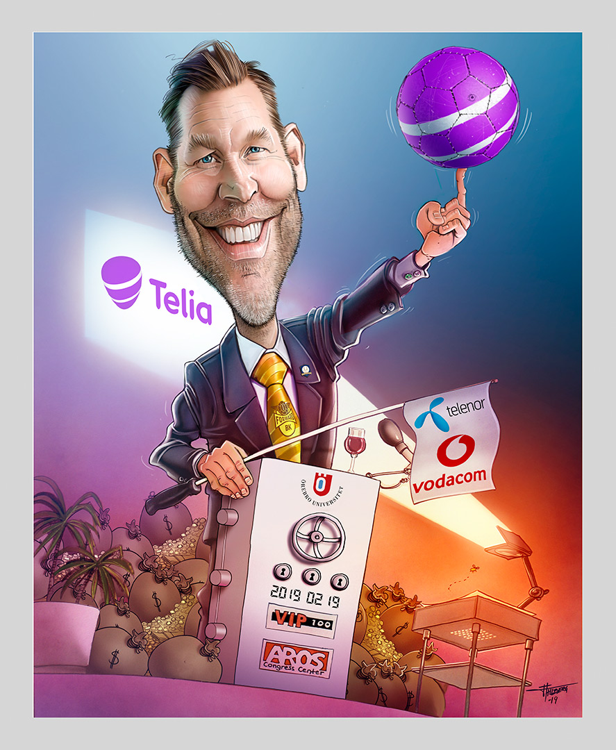 Tecknad illustration - Vip 100, Telia, Laj Illustration