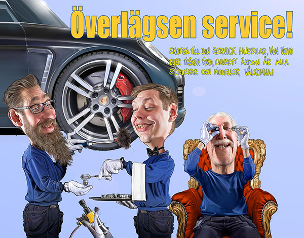 Tecknad illustration till Däckteam - Överlägsen service!