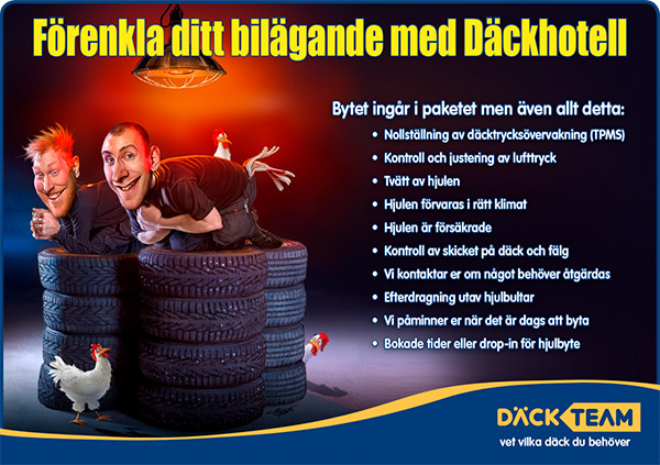 Tecknad illustration till Däckteam - Förenkla ditt bilägande med Däckhotell.